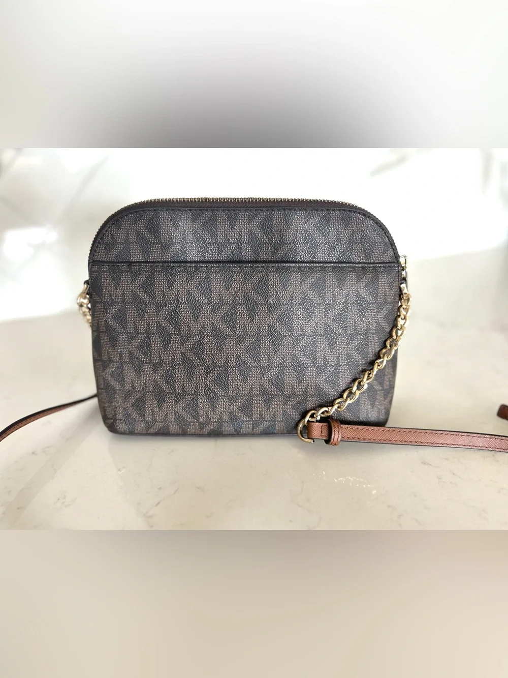Michael Kors Cindy Signature Logo Dome Crossbody Bag